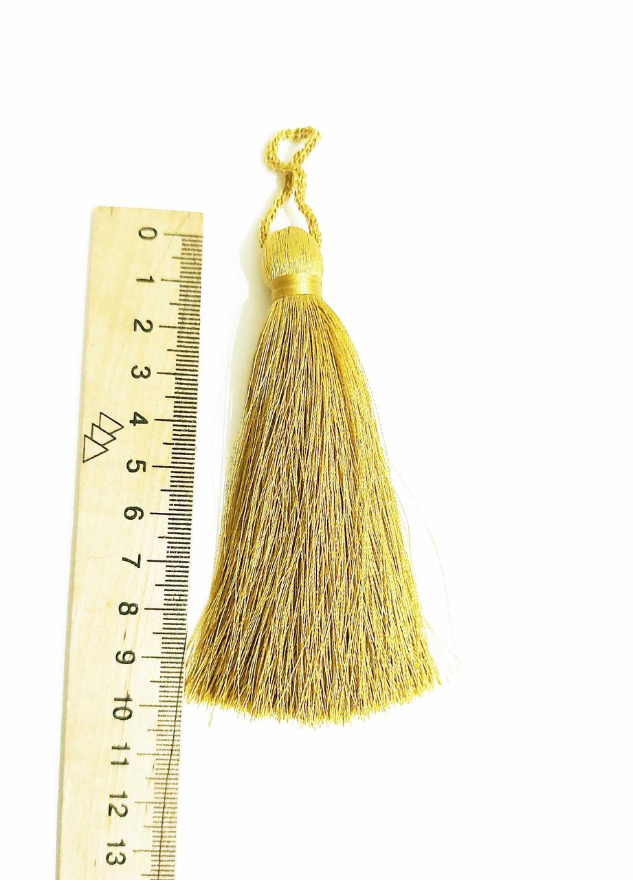 Китиця текстильна декоративна шовкова велика,1шт, оливково-золотистий 0235 1шт.