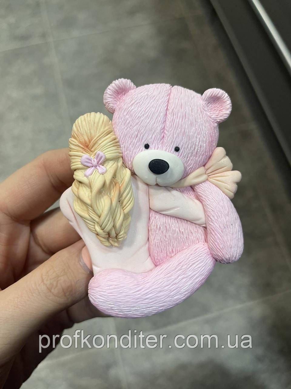 Авторський силіконовий молд "Дівчинка з ведмедиком 2Д", фото 1