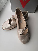 Балетки туфли лодочки золотые для девочек верх текстиль ткань парча, новые 34 размер полноразмерные