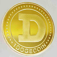 Монета сувенирная DOGECOIN. Цвет : золото.