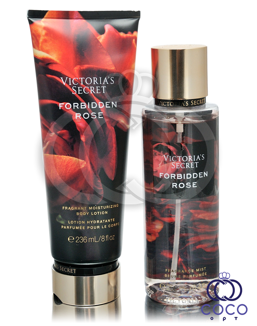 Парфумований набір Victoria's Secret лосьйон і спрей для тіла Forbidden Rose ПАКЕТ В ПОДАРУНОК