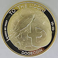 Монета сувенирная DOGECOIN. Цвет : золото.