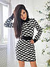 Тепле в'язане плаття зі смугою і візерунком гусяча лапка, фото 7