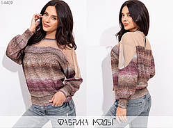 Блуза жіноча з прозорим рукавом ошатна, різні кольори, р. L-XL( 46-48) Код 713Д