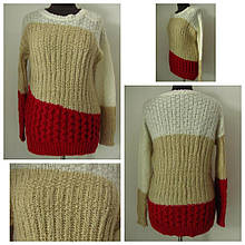 Триколірний светр в'язаний, м'яка пряжа, дуже приємна до тіла, добре під штани і джинси р. 44-50, код 2964М