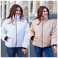 Коротка зимова жіноча куртка з плащової тканини розмір Onesize (42-52)