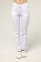 Медицинские штаны женские с карманами (стрелка) Белые