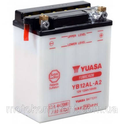 Акумулятор для мотоцикла сухозаряженный YUASA YB12AL-A2 12AH 134X80X160, фото 1