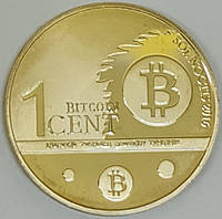 Монета сувенирная Bitcoin cent позолоченная