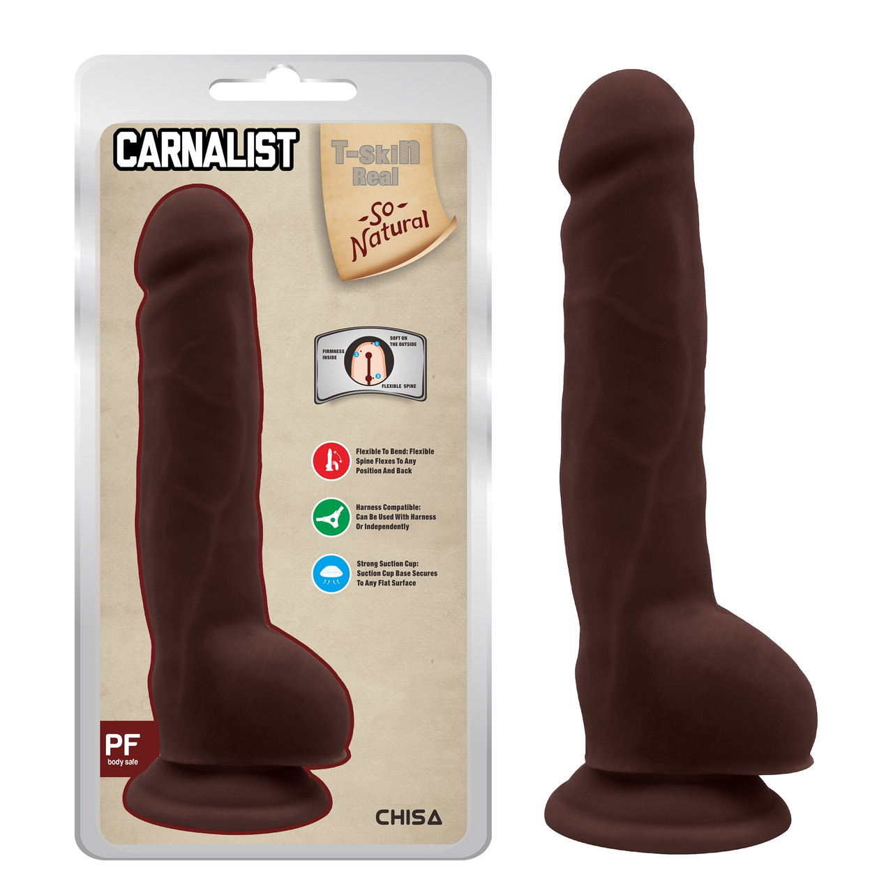 Гнучкий фалоімітатор із хребтом на присосці Chisa Carnal Pleasure 23,5см