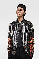 Прозрачная куртка бомбер Zara с камуфляжным принтом M