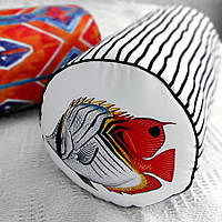 Подушка валик Красно-голубая аквариумная рыбка