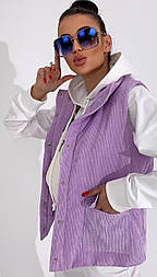 Жіноча вельветова жилетка безрукавка з коміром стійкою на кнопках (р. 42-48) 401491