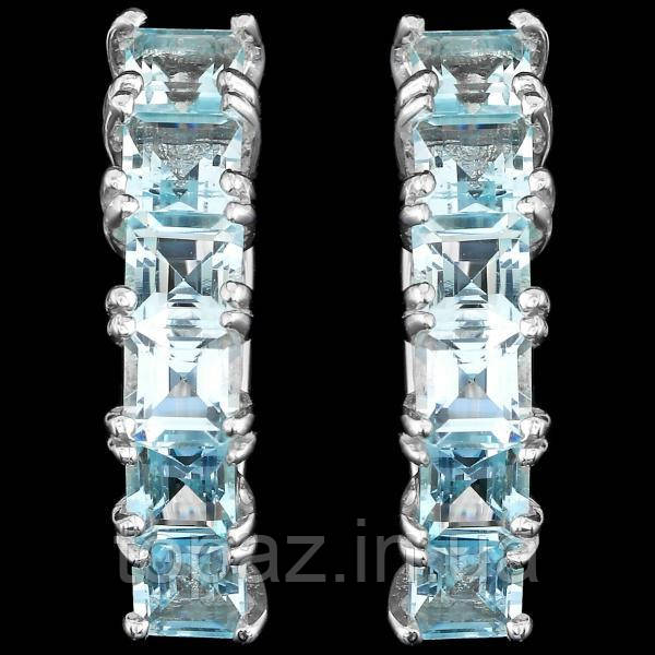 Сережки срібні 925 натуральний блакитний топаз (SKY TOPAZ).