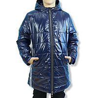 Демисезонная куртка для девочки удлиненная синяя тм Одягайко размер 158 см