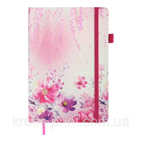 Блокнот діловий CHERIE А5, 96л, клітинка, обкладинка штучна шкіра, рожевий