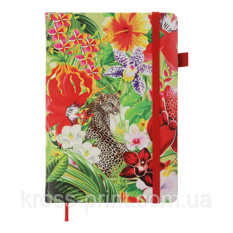 Блокнот діловий EXOTIC А5, 96л, клітинка, обкладинка штучна шкіра, червоний