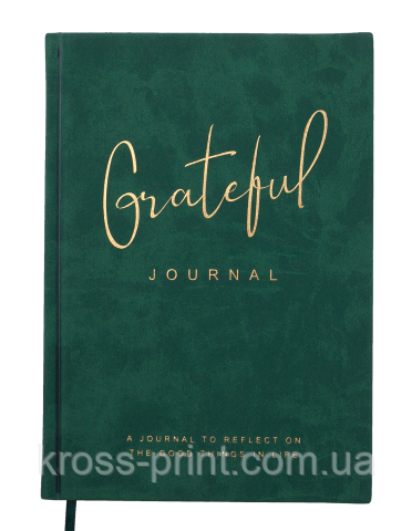 Блокнот діловий GRATEFUL А5, 96л, клітинка, обкладинка штучна шкіра, зелений