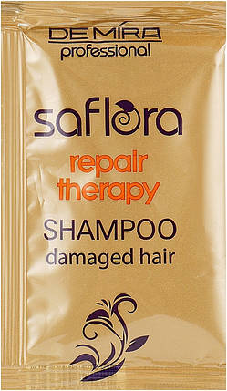 Шампунь для пошкоджених волосся Demira Professional Saflora Repair Therapy 15 мл, фото 2