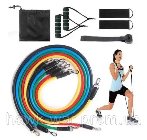 ОПТ Набор трубчатых эспандеров для фитнеса и упражнений 5 жгутов Power Resistance Bands, резинки для фитнеса - фото 2 - id-p1584811276