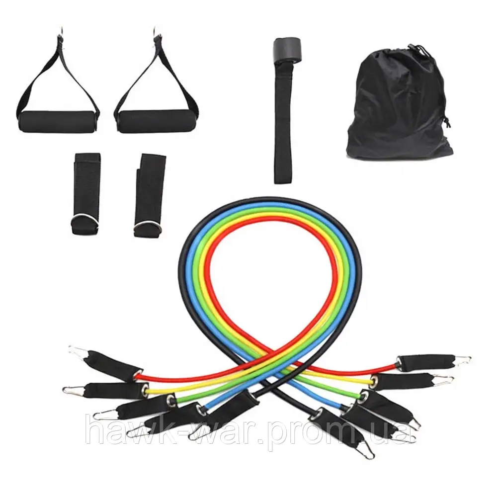 ОПТ Набор трубчатых эспандеров для фитнеса и упражнений 5 жгутов Power Resistance Bands, резинки для фитнеса - фото 9 - id-p1584811276