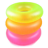 ОПТ Надувной круг для плавания Неоновый 91 см для взрослых и детей от 9 лет розовый, оранжевый и желтый