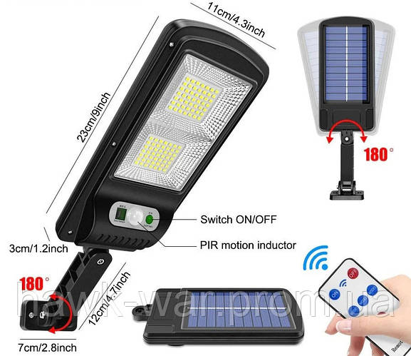 Уличный фонарь на столб с пультом на солнечных батареях Solar Light на ...
