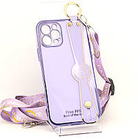 Чохол Luxury для Iphone 12 Pro бампер з ремінцем Purple