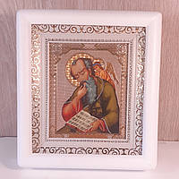 Икона Иоанн Богослов святой Апостол и Евангелист , лик 10х12 см, в белом деревянном киоте