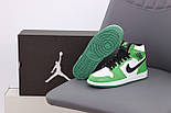 Жіночі кросівки Nike Air Jordan 1 X High осінь-весна повсякденні зелені з білим. Живе фото, фото 2