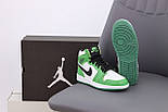 Жіночі кросівки Nike Air Jordan 1 X High осінь-весна повсякденні зелені з білим. Живе фото, фото 5