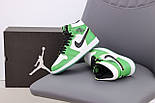 Жіночі кросівки Nike Air Jordan 1 X High осінь-весна повсякденні зелені з білим. Живе фото, фото 9