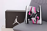 Жіночі кросівки Nike Air Jordan 1 X High осінь-весна повсякденні сірі з рожевим. Живе фото, фото 7