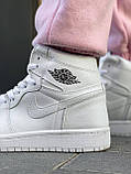 Чоловічі / жіночі кросівки Nike Air Jordan 1 Retro High Mono White | Найк Аір Джордан 1 Білі, фото 6