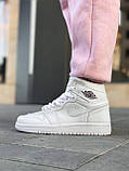 Чоловічі / жіночі кросівки Nike Air Jordan 1 Retro High Mono White | Найк Аір Джордан 1 Білі, фото 5