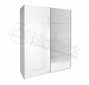 Шафа-купе 2Д 2,0 м. у спальню Белла Білий Глянець / Дзеркало Міромарк
