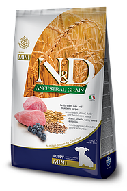 Farmina N&D Low Grain Lamb&Blueberry Puppy Mini корм для цуценят дрібних порід ЯГНЯ і ЧОРНИЦЯ,0.8кг