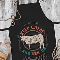 Фартук кухонный полноцветный Keep calm and BBQ on (чёрный)