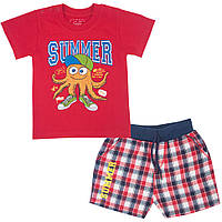 Костюм (футболка и шорты) детский для мальчика GABBI KS-19-13-1 Морской Красный на рост 80 (11587)