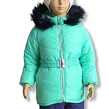 20151 Куртка та штани болоньєві на дівчинку Бірюза сині штани, комплект зимовий розмір 98 см, фото 4