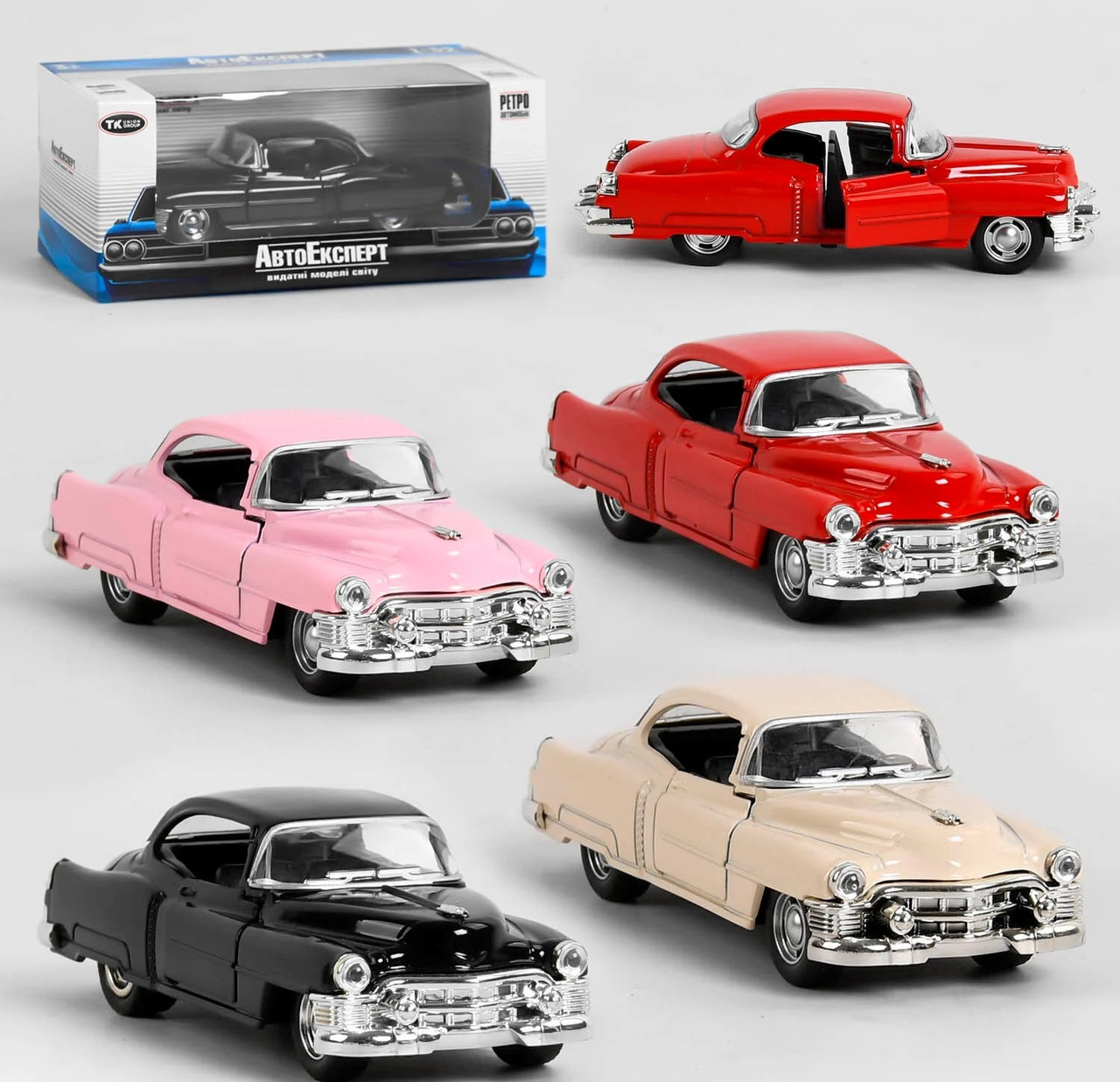 W — 0701 Машинка Cadillac Auto Expert 4 кольори, металопластик, 1:32, інерція, відчиняються двері, у коробці