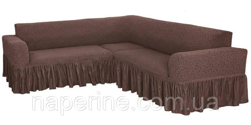 Жаккардовий чохол на кутовий диван натяжний MILANO капучино
