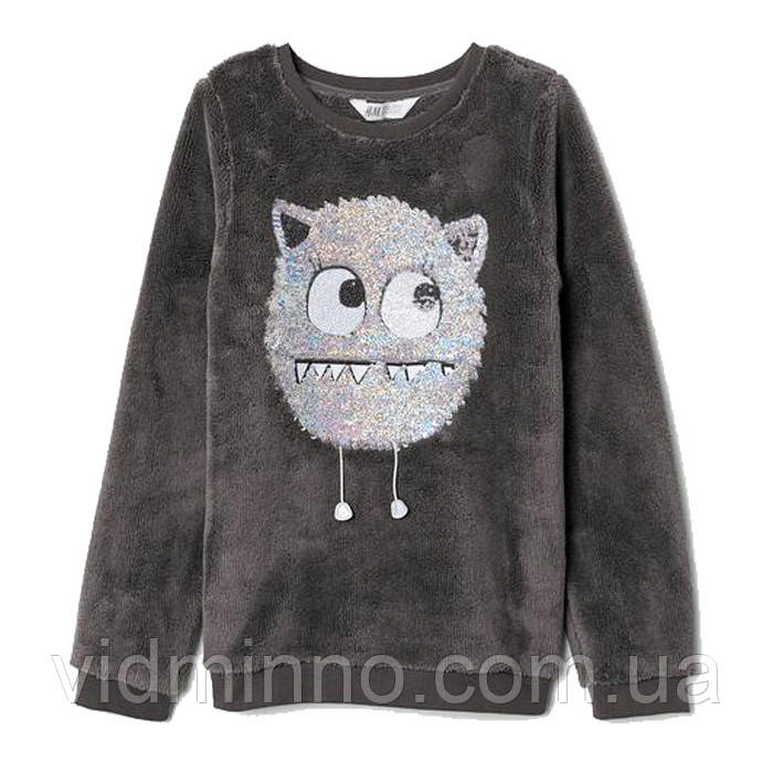 Флісовий світшот джемпер H&M на дівчинку р.92, 1,5-2 роки, паєтки, фото 1