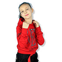9822крас Детская кофта для девочки с капюшоном Life Style красная тм Benini размер 164,176 см