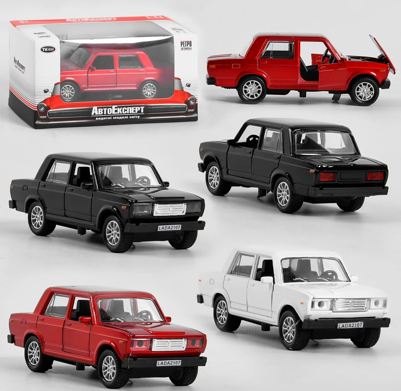 TK — 2794 Машинка Lada ВАЗ 2107 Auto Expert 3 кольори, металопластик, 1:36, інерція, підсвітка фар і салону,