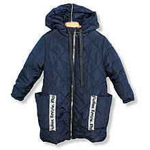 20319-2 Куртка тепла зимова для дівчинки темно-синя тм Одягайко зріст 110 см