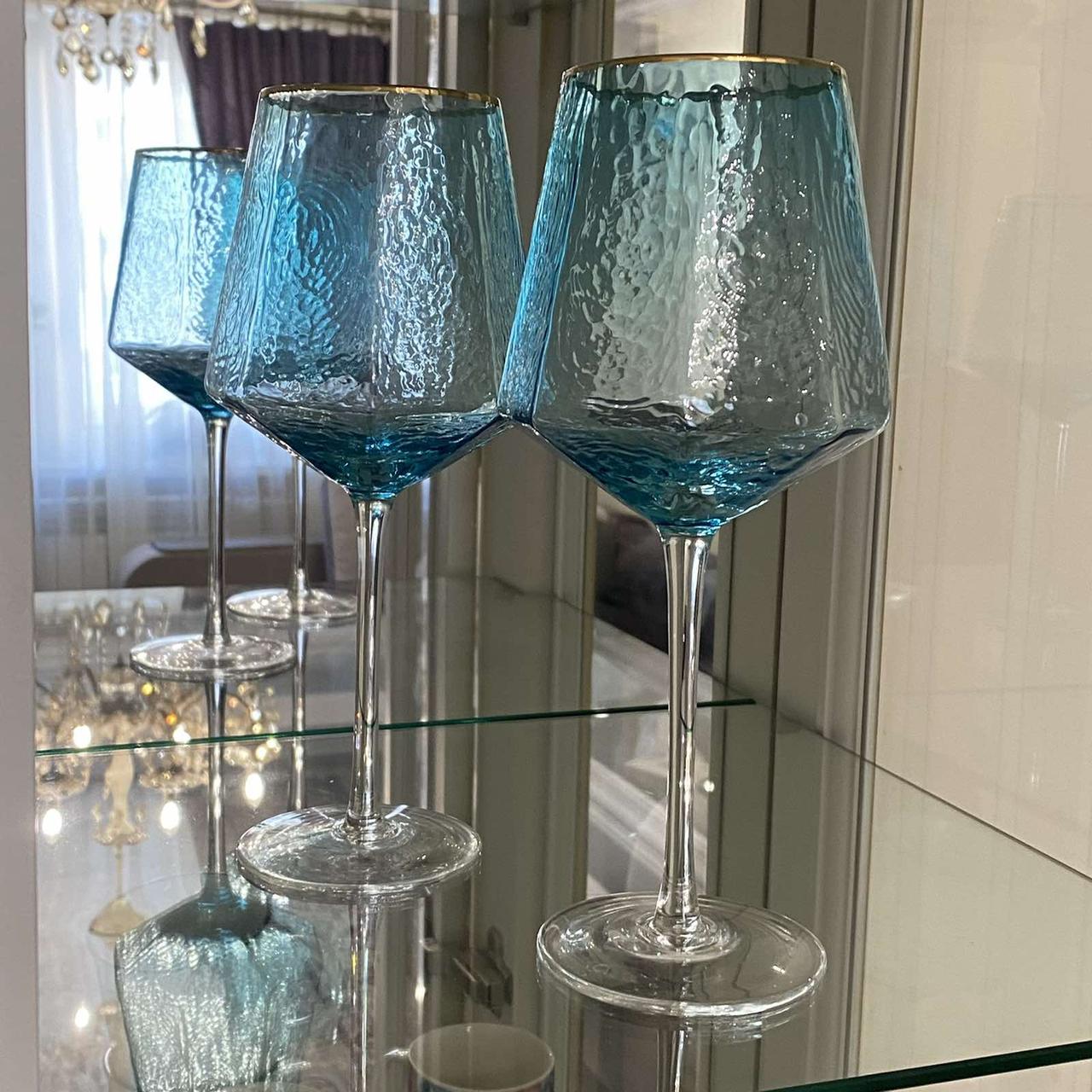 Бокалы для вина из цветного стекла 2 шт A-plus 530 мл цвет голубой (ID ...