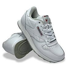 Кросівки підліткові осінні Reebok шкіряні зі шнурівкою білі демі осінь/осінні