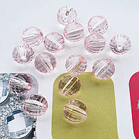 Пластикова намистина, гранована куля, світло рожева 8 мм, 20 г