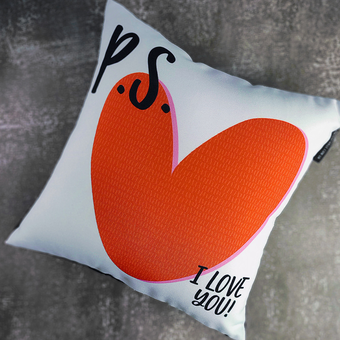 Подушка габардинова з принтом PS I love you 50x50 см (5P_21L024)